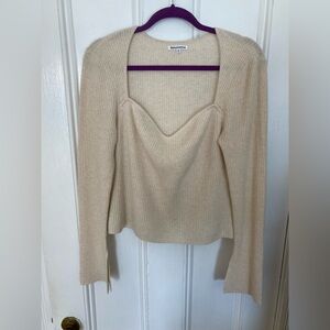 Reformation Glenna Cashmere Sweater 100% Cashmere Ribbed Sweetheart Neckline